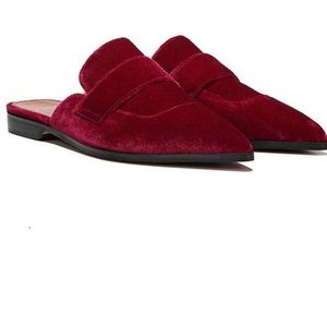 NEW Franco Sarto Red Velour Mules Size 6.5